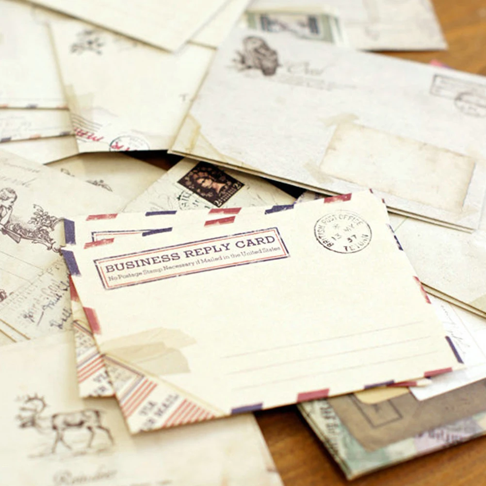 Mini Envelopes Comerciais Retro, Envelope Eidi, Armazenamento Prático, Papel Vintage Pequeno, 48 Unidades