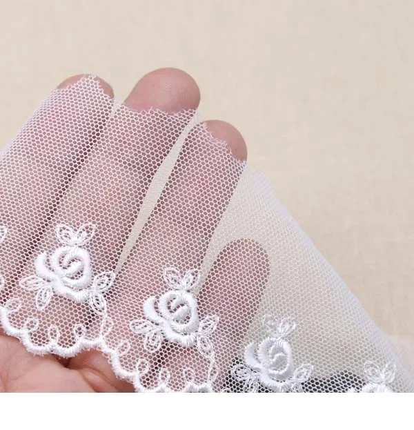 Width:5cm (2 inch) Rose Mesh Embroidered Lace Trimming Lace for DIY Sewing Accessories garment(ss-379)