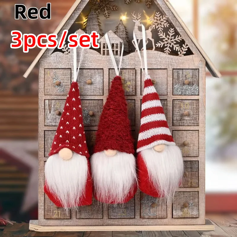 3pc Faceless Doll Knitted Gnome Doll Gifts Xmas Merry Christmas Decorations Home New Year Christmas Tree Ornaments Pendants