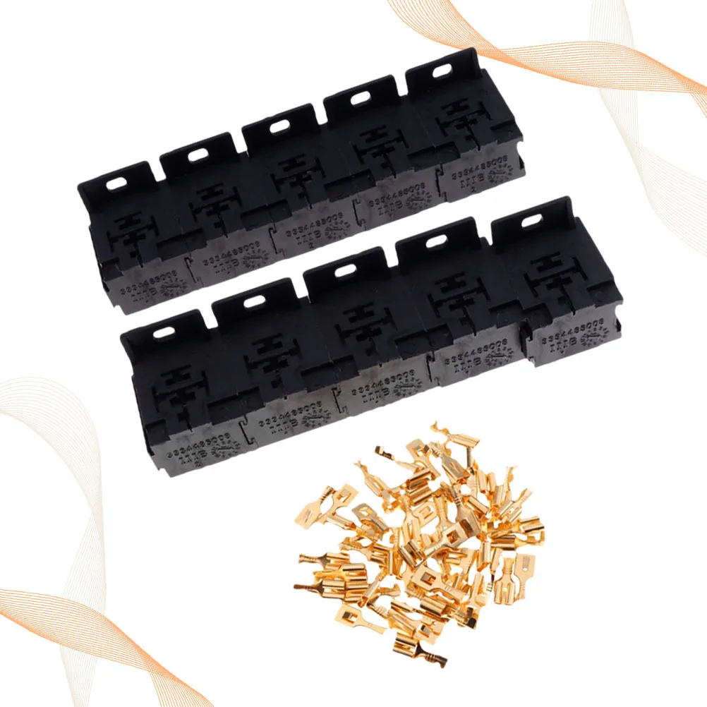 

10Pcs 5 Pin Relay Socket Set 30A-80A Relay Base Holder for Automotive Circuit Protection Remote Start Headlights Fog Lights