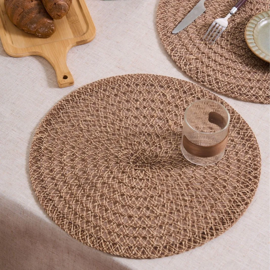 High-quality Jute-woven Round Table Pad for Heat Insulation Western-style Placemat and Pot Holder—heat-resistant and Scald-proof