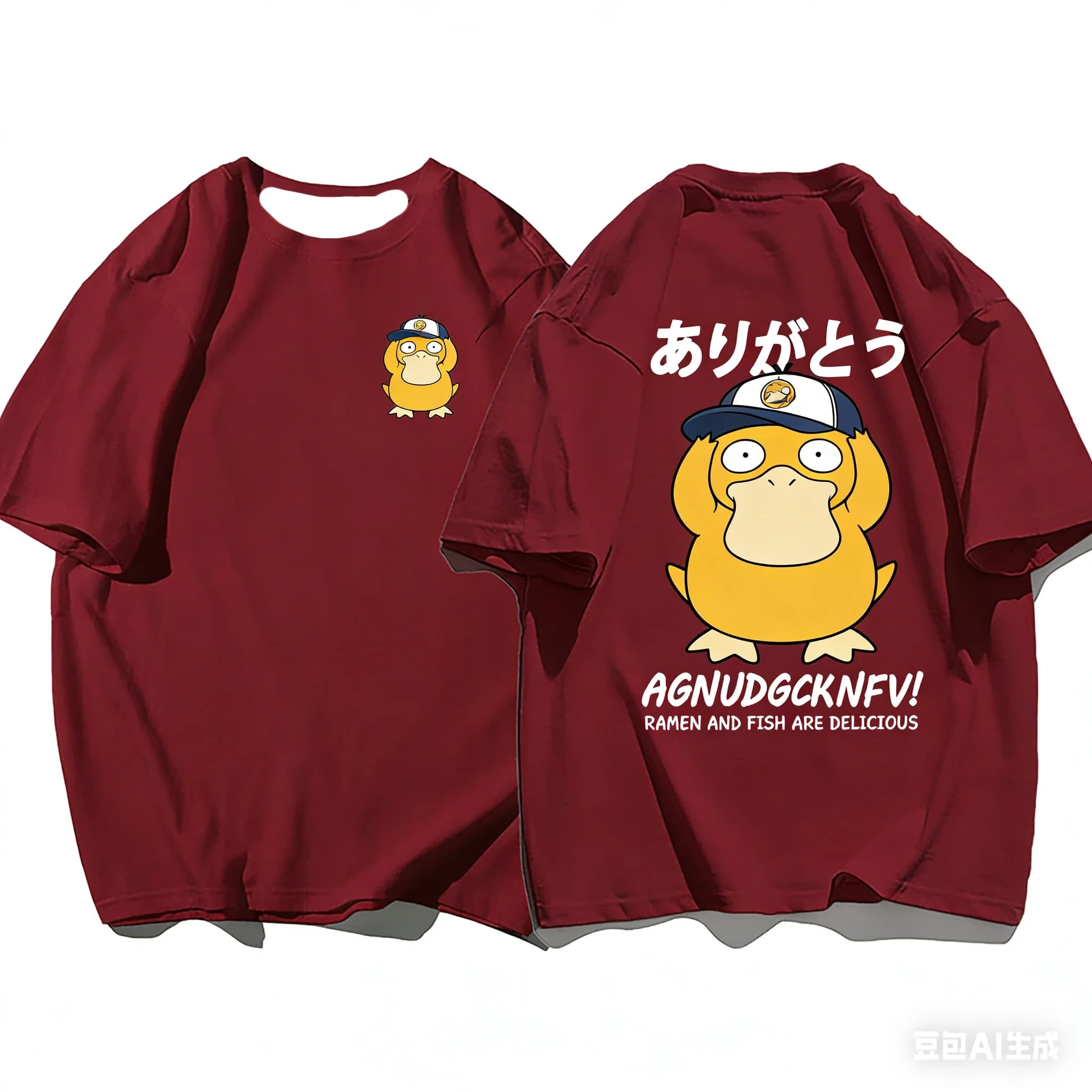 

Футболка Y2K с принтом Psyduck в стиле аниме, семейная парная футболка с коротким рукавом, уличная одежда, оверсайз, повседневный топ, летняя мода, унисекс