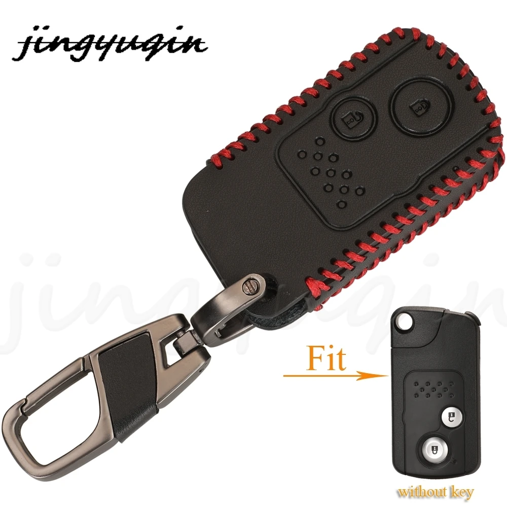 jingyuqin 10pcs 2 Butttons Leather Remote Key Case For Honda Accord CIVIC CRV Fit 2006-2015 Car Accessories