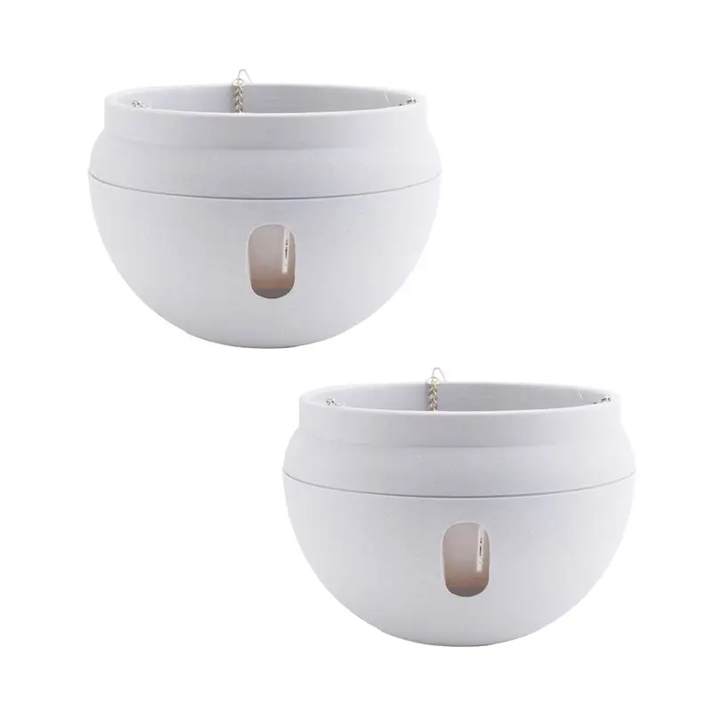 

A67K-2Pcs Plastic Hanging Planter Self Watering Basket With Hooks, Hanging Flower Pot With Detachable Base