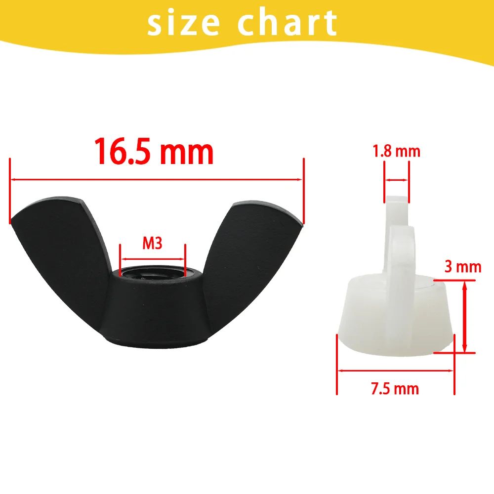 10/20Pcs Nylon Wing Nut M3 M4 M5 M6 M8 M10 M12 Black/White Hand Tighten Thumbnut Butterfly Nut insulation Plastic Thumb nut