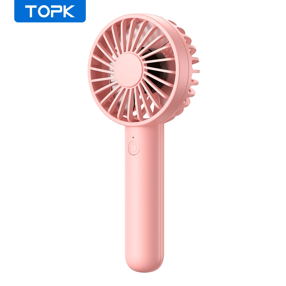 TOPK Mini ventilador de mano portátil tamaño de bolsillo 1200mAh ventiladores recargables USB pequeño maquillaje refrigerador de pestañas niñas Camping al aire libre