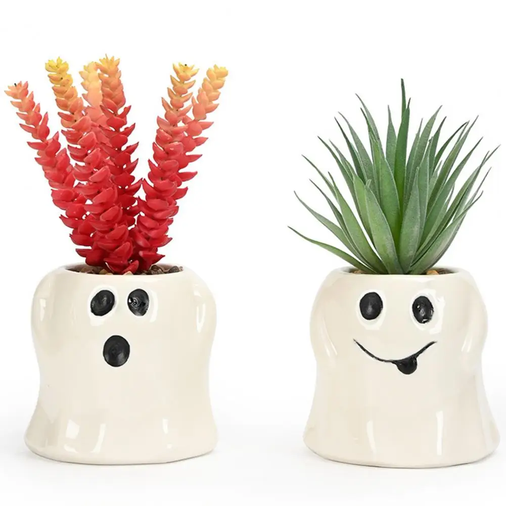 Ghost Flower Pot Cute Ghost Planter Gift for Succulent Lovers Funny Flower Ghost Vase Halloween Candy for Garden for Succulents