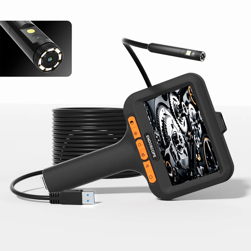 4.3'' Screen Industrial Endoscope Single Dual Lens 8mm Detachable Design IP67 Borescope Inspection Camera for Piping Car 1080P