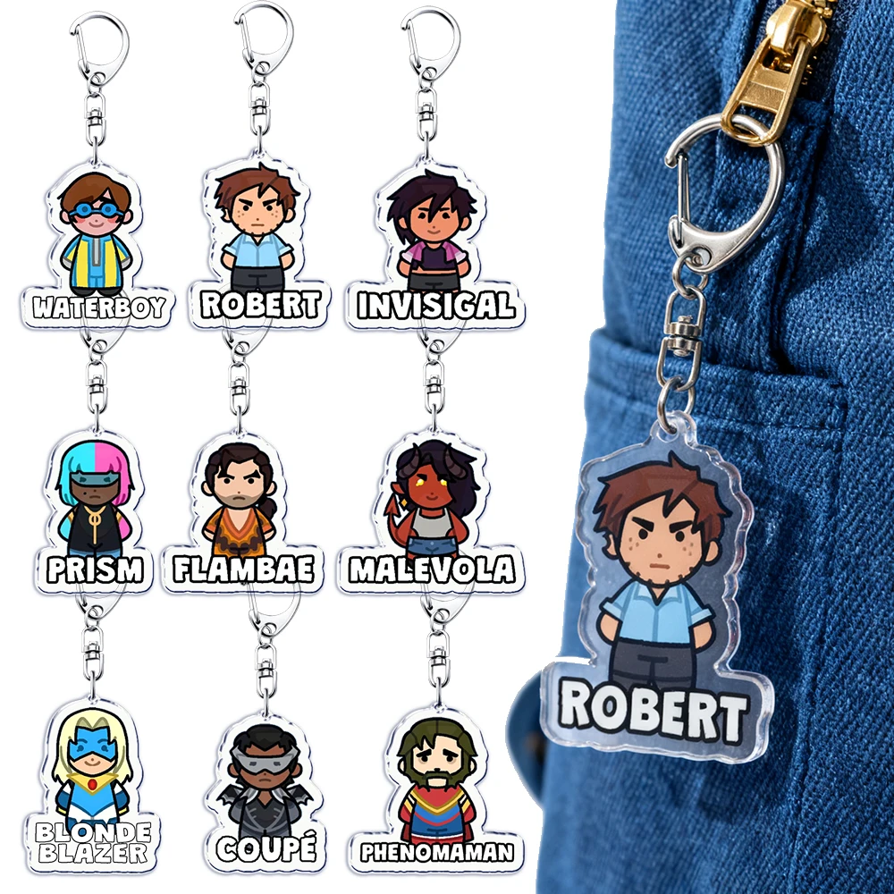 Video Game Dispatch Chibi Art Keychains for Bag Accessories Mecha Man Gaming Anime Keyring Jewelry Fans Women Friends Gifts