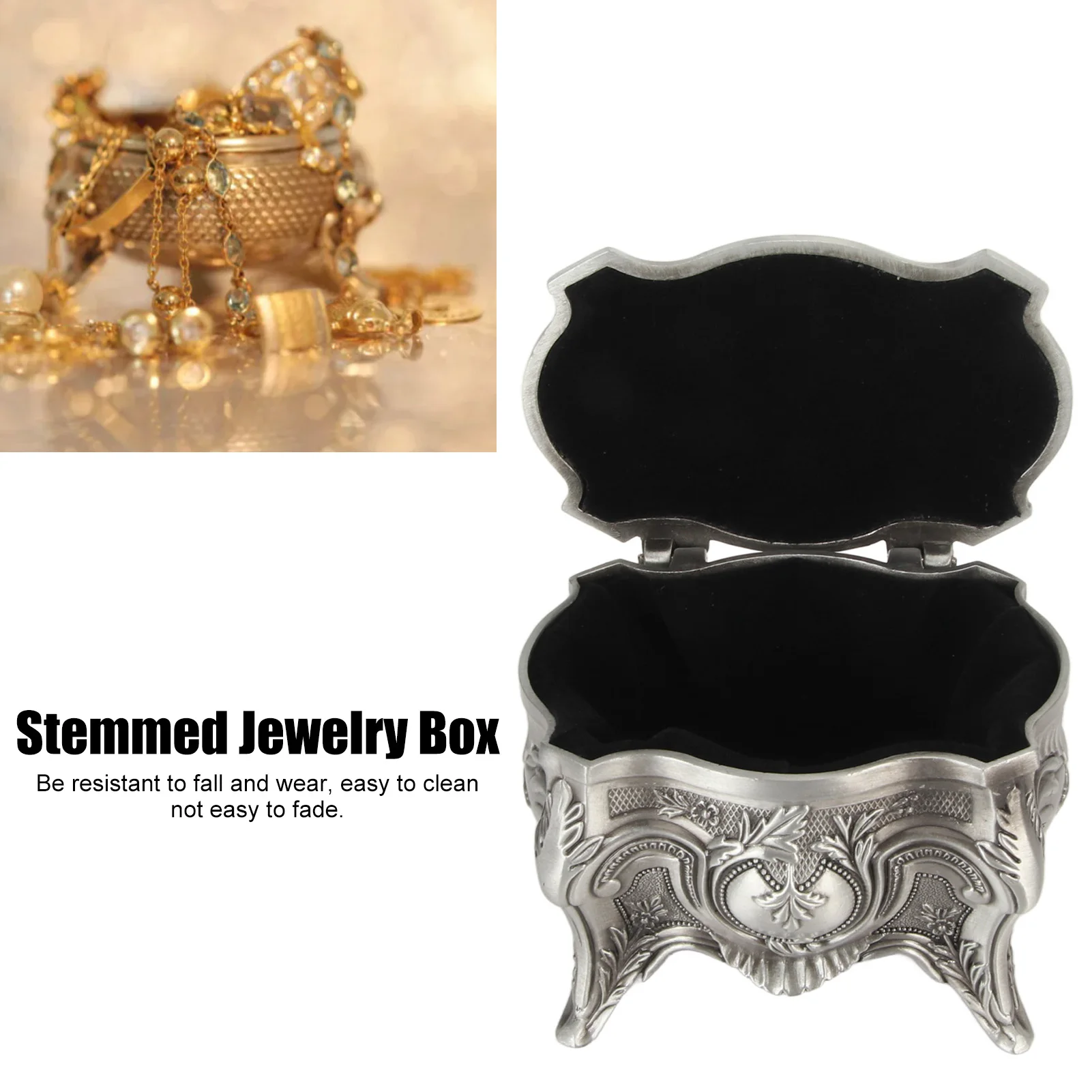 Vintage Jewelry Box Home Creative European Style Stemmed Treasure Storage Case Wedding Birthday Gift Retro Box Treasure Holder