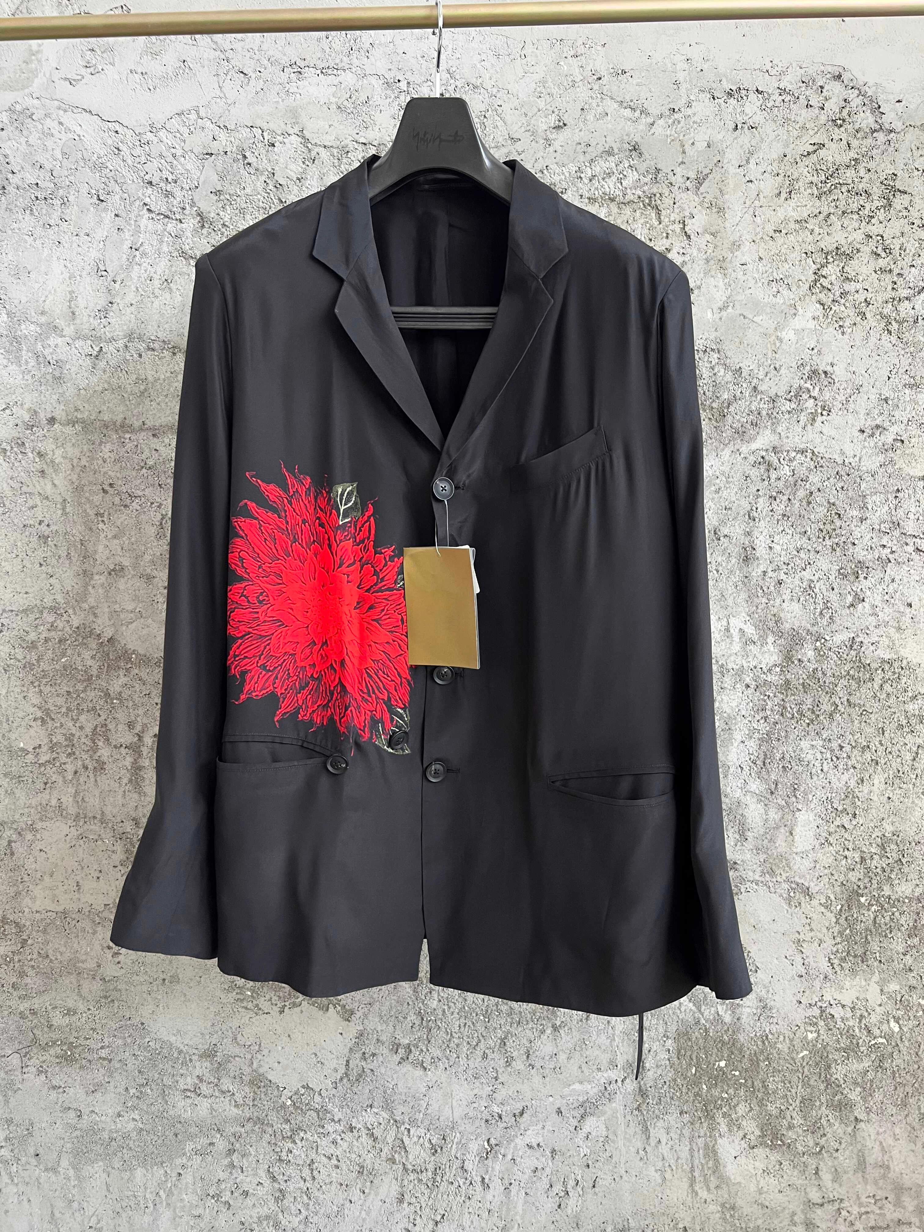 TOP-YAMAMOTO Dahlia Silk Jacket for men and women, printed Japanese mulberry silk suit, thin coat