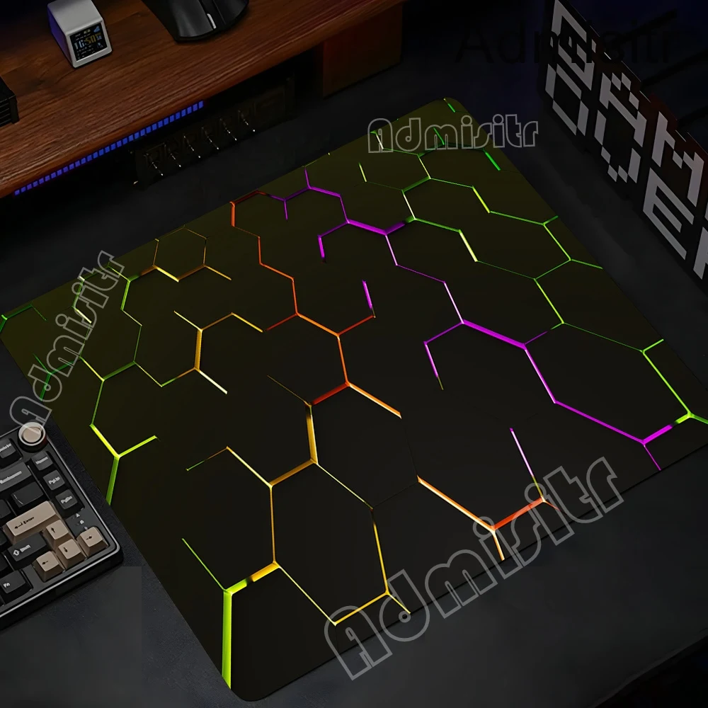 Gamer Soft Office XS Table Mat Geometry Mousepad Non-slip Carpet Green Hexagon Portable Computer Keyboard Accessories Mouse Pad