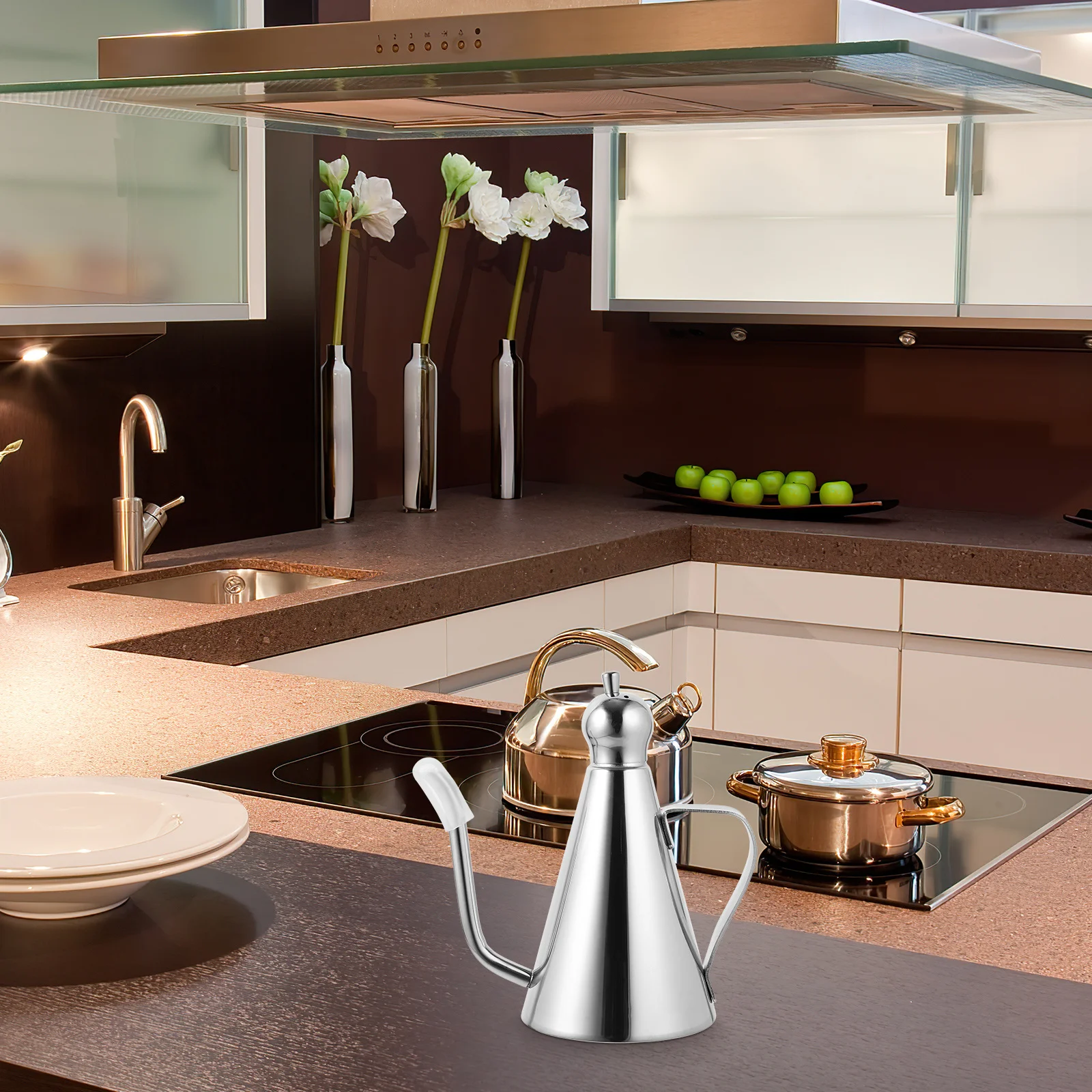 

0.27L 304 Stainless Steel Oil Bottle Anti- Safe Food-Grade Kitchen Tool for Home Use Stainless Steel Oil Dispenser