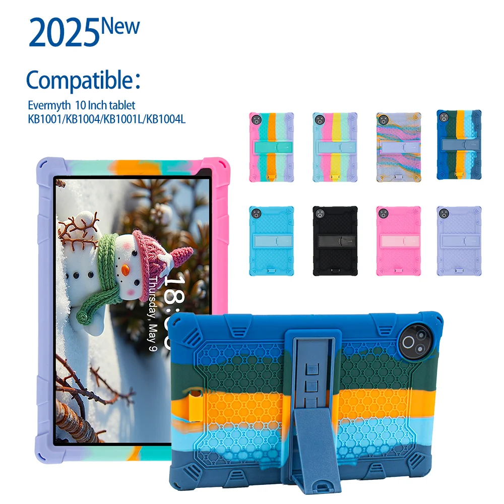 Case for Evermyth Tablet 10 Inch, Multi-Angle Stand Soft Silicone Protective Cover for Evermyth MD：KB1001/KB1004/KB1001L/KB1004L