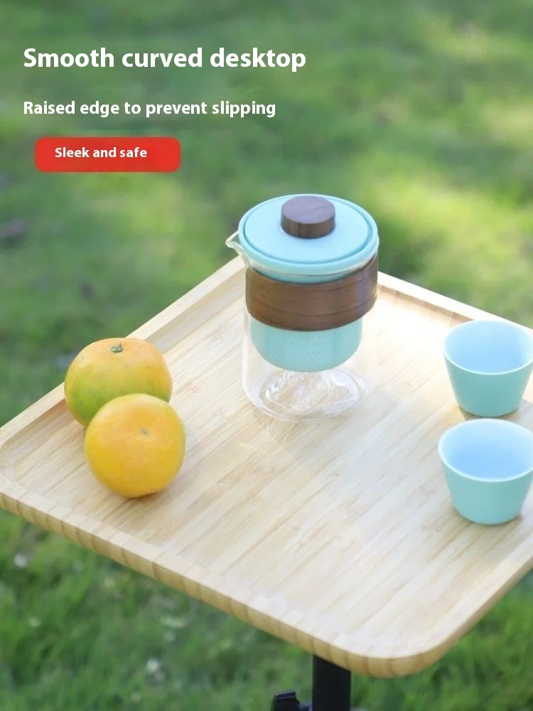 Outdoor Camping Small Table Portable Round Table Foldable Simple Coffee Table Tripod Car Home Use Solid Wood Lightweight