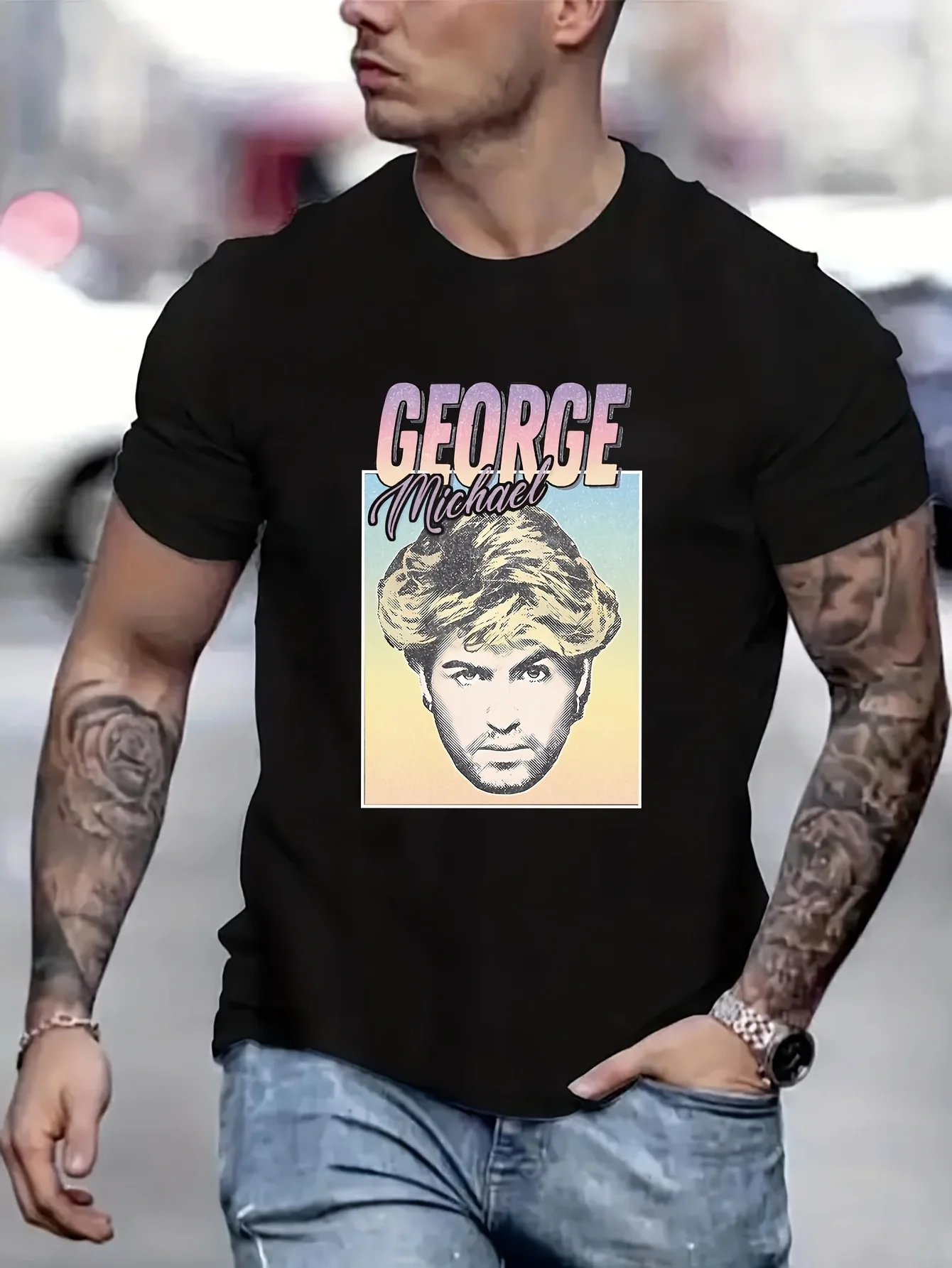 

George Michael Aesthetic Clothes Short Sleeve T-Shirt Short Sleeve Tees T Shirt Oversized T-Shirt B5021553