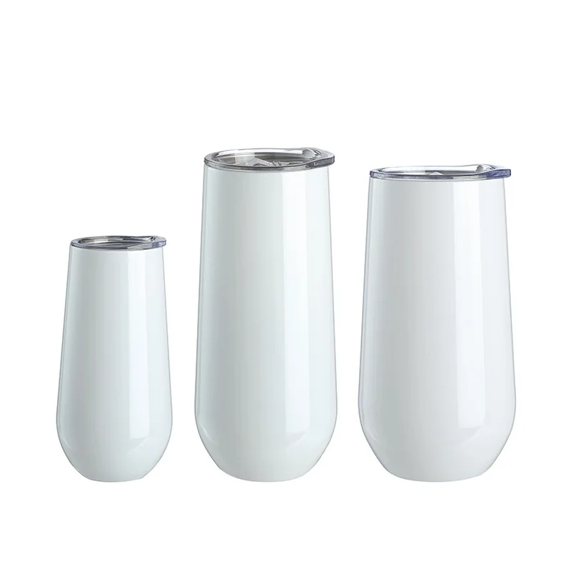 Popular Sublimation Blank Champagne Cup Gym Water Bottle Skinny Tumblers 6oz 20oz Stainless Steel Insulated Vacuum Mug