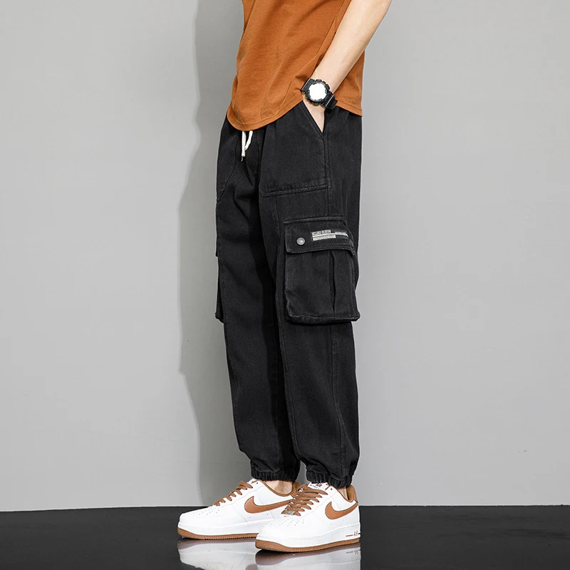 Men's Straight Workwear Multi Bag Pants Oversized Loose Casual Sports Trousers American Retro Functional Trendy Spring Autumn