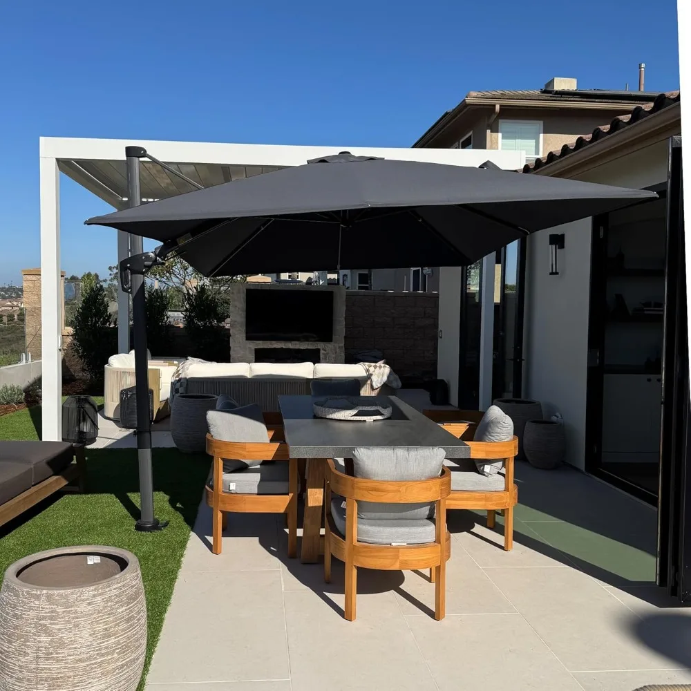 

8.2' X 11.5' Left-right Tilting Patio Umbrella Outdoor Cantilever Swivel Rectangle Umbrella with Tilt Aluminum Offset