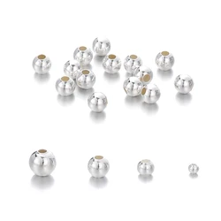 5-46Pcs REAL 925 Sterling Silver Beads Accessories Silver Round Spacer Bead for Bracelet Necklace Jewelry Making Findings