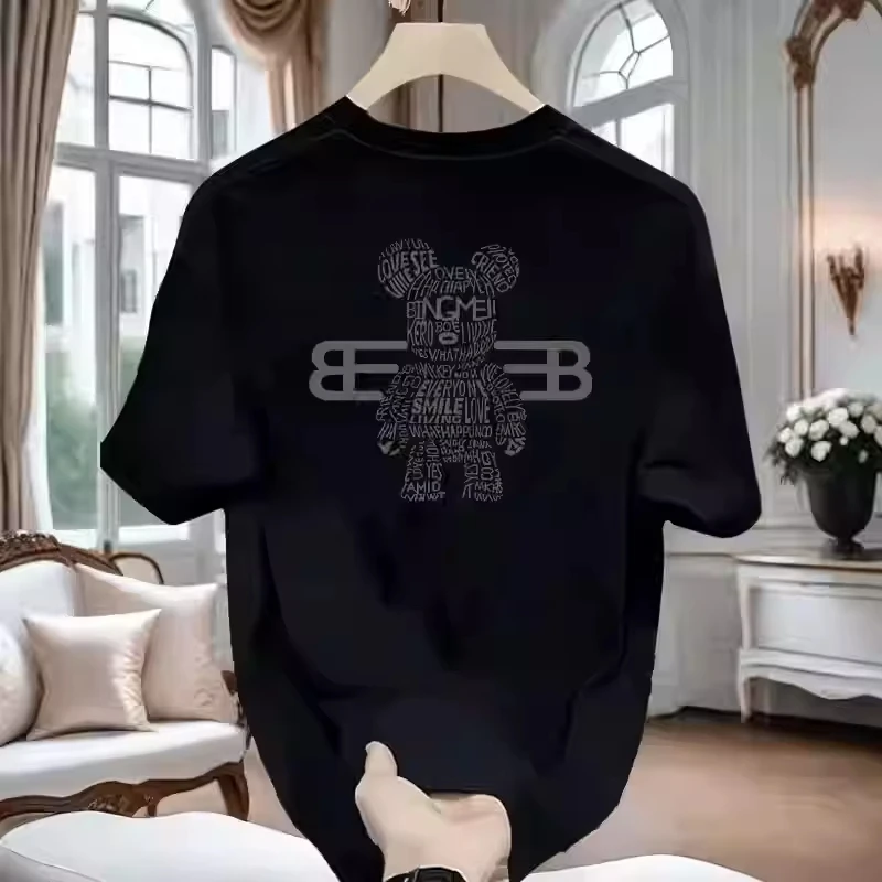 100% pure cotton men's luxurious brand letter print T-shirt, short-sleeved T-shirt, high-quality men's clothing, streetwear