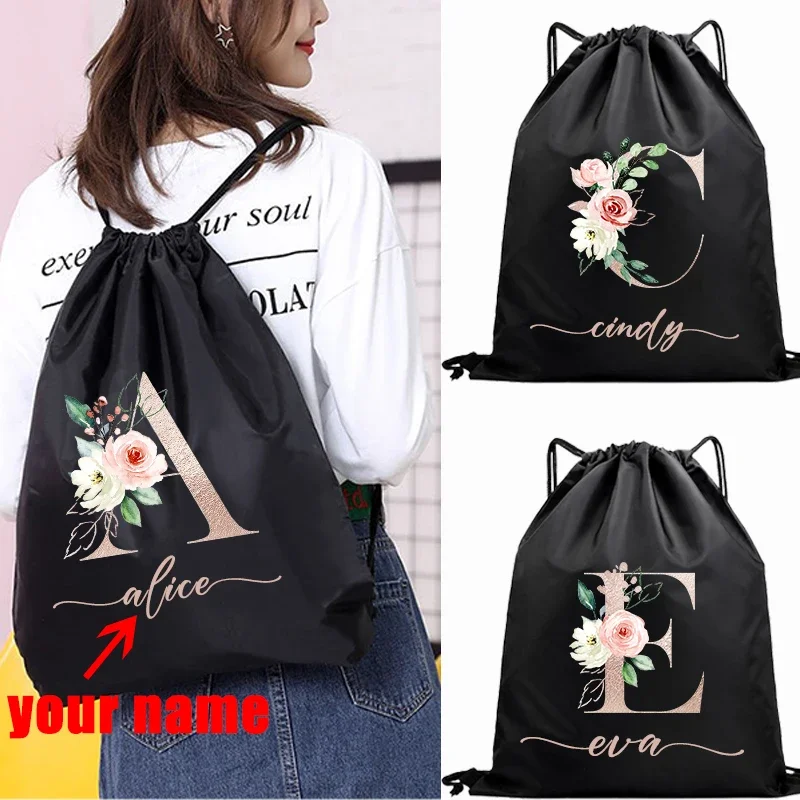 Custom Name Drawstring pouch Waterproof Outdoor Swimming Gym sack Drawstring backpack for gym Storage Bag for Shoes Clothes