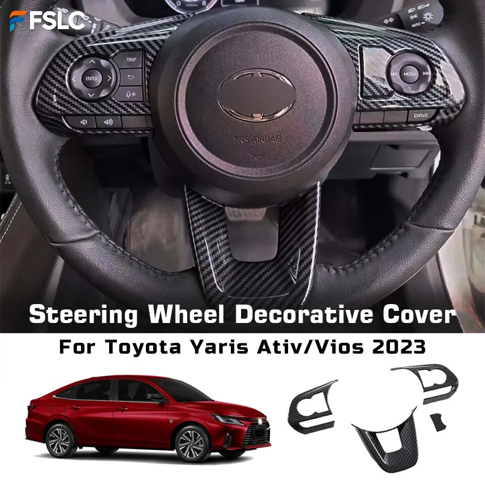 

⭐ Подлинный ⭐ Украшение автомобиля, декоративный чехол на руль для Toyota Yaris Ativ/Vios 2023, автомобильные аксессуары из углеродного волокна, наклейки