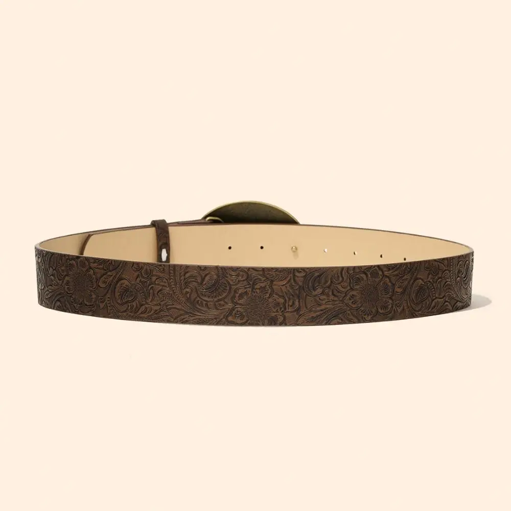 

Luxury PU Leather Western Cowboy Belt Retro Vintage Waistband Y2K Punk Rock Jeans Pants Belt For Man Women