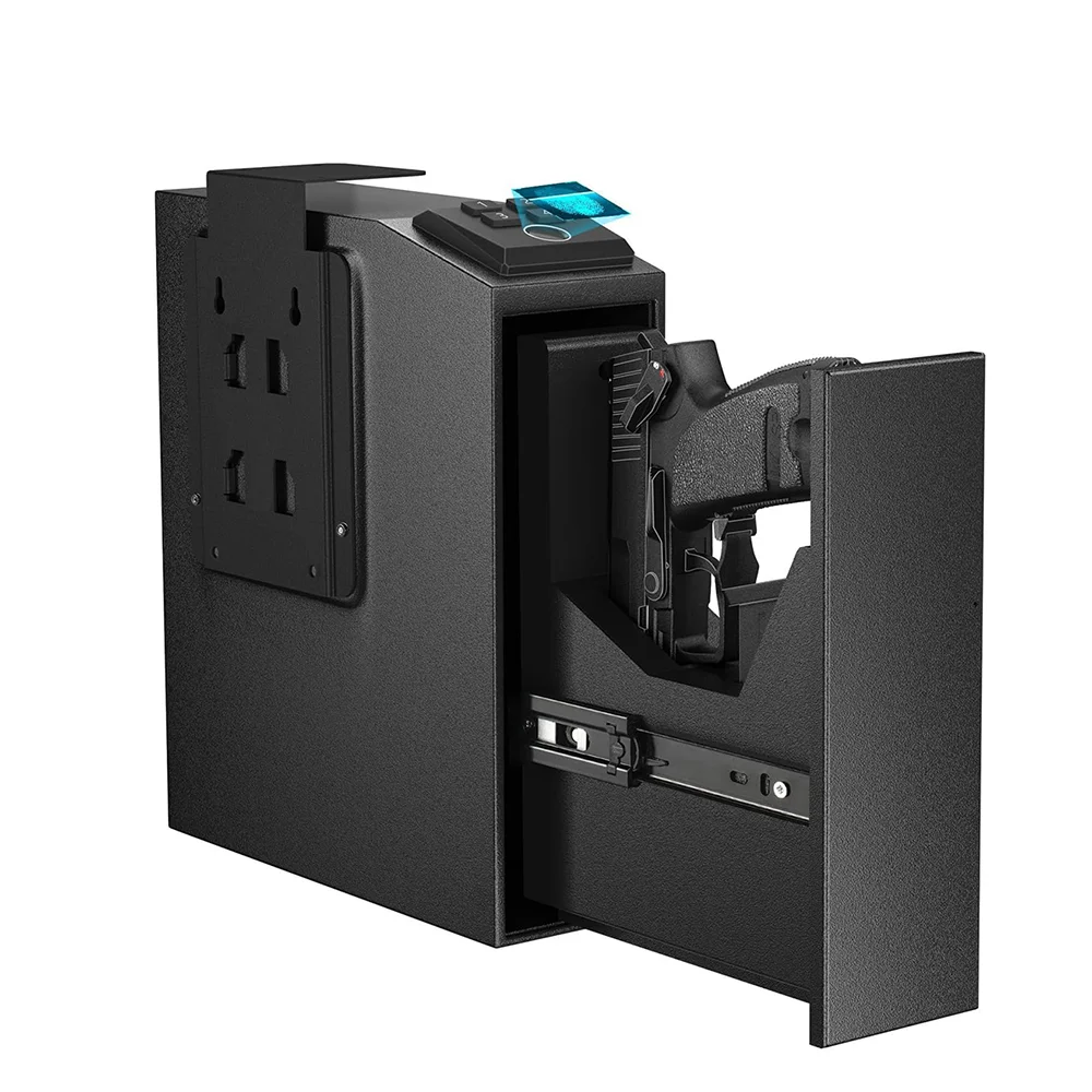 New Wall-Mounted Gun Box Pistol Box Anti-Theft Blue Light Silent Fingerprint Password Key Three-In-One Push-Pull Gun Box Safe