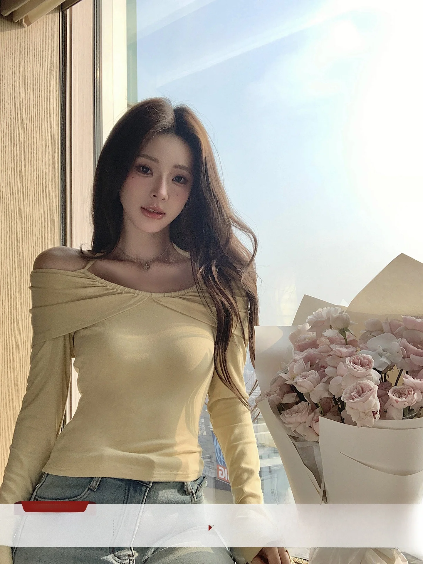 

Ele round Ne Knitwear Women's Slim Fit Spring Casual Sle Long Sve Oxygen Spring Series Versatile Gentle Sle Top