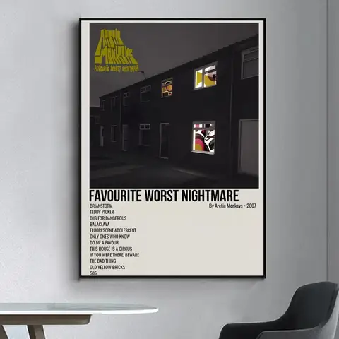 Arctic Monkeys musikalbumaffisch snygg väggdekor för vardagsrumsbar vintage dekorativ målning mitten 10 best sales Arctic Monkeys-klistermärken - №5