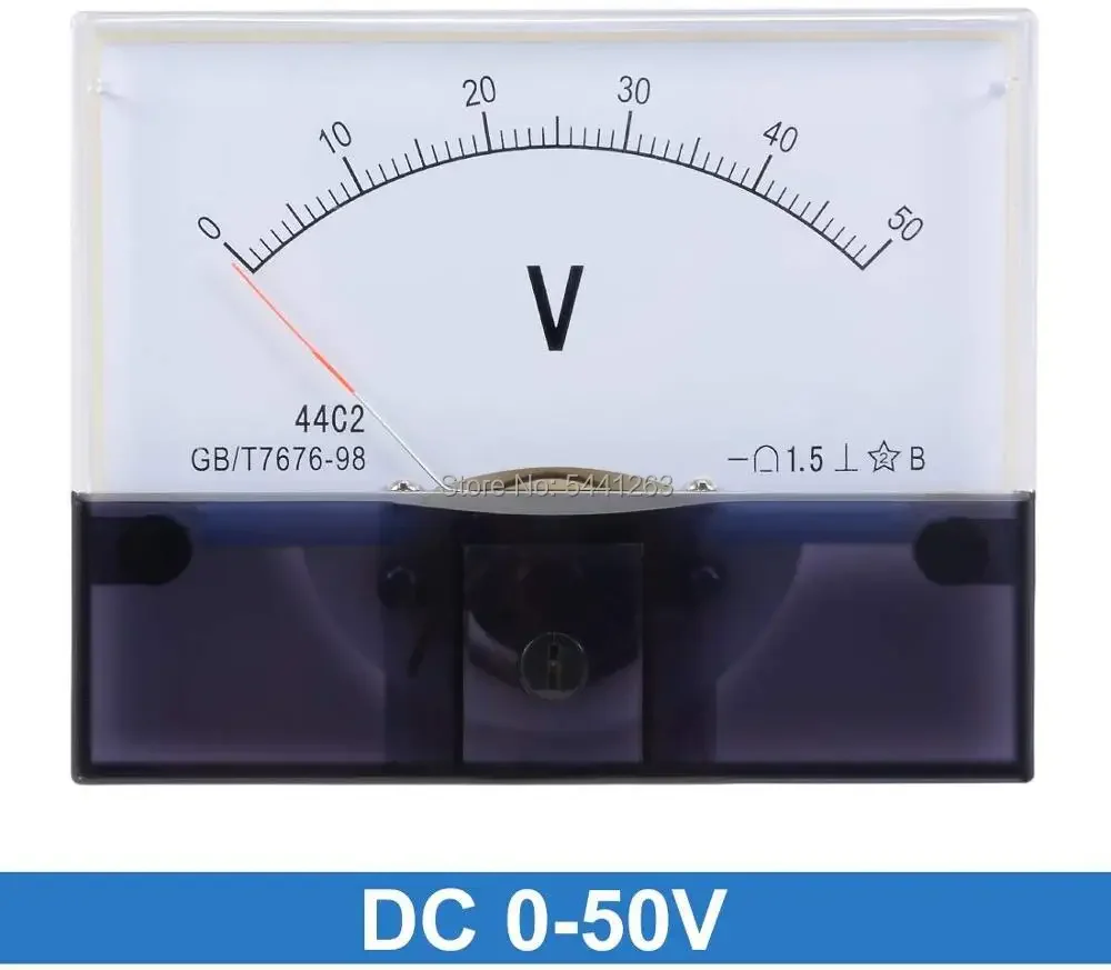 44C2 DC 5V 15V 20V 30V 50V 100V 150V 250V 300V 500V 600V 0-10V Analog Panel Voltage Gauge Volt Meter 1.5% Error