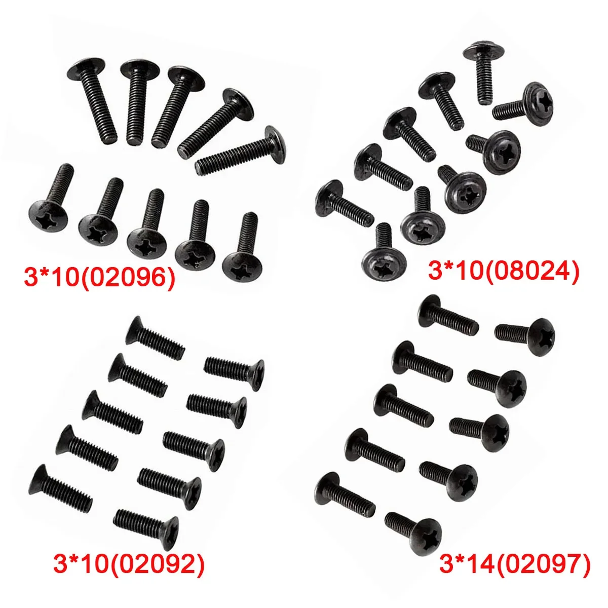 80pcs M3*10 M3*14 Phillips Screws for HSP 02092. 02096. 02097. 08024 1/10 Rc Car 94170 94107 94123 94111