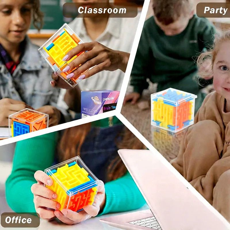 1PC 3D Maze Cube Puzzle Maze Boxes Brain Teaser Interactive Maze Stress Relief Focus Training Logic Maze Cube Party Favors Gifts