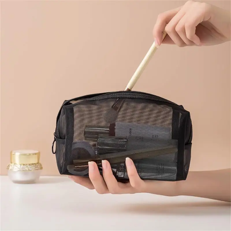 Women Mesh Cosmetic Bag Travel Storage Makeup Bag Organizer Female Make Up Pouch Portable Small Large Toiletry Beauty Case