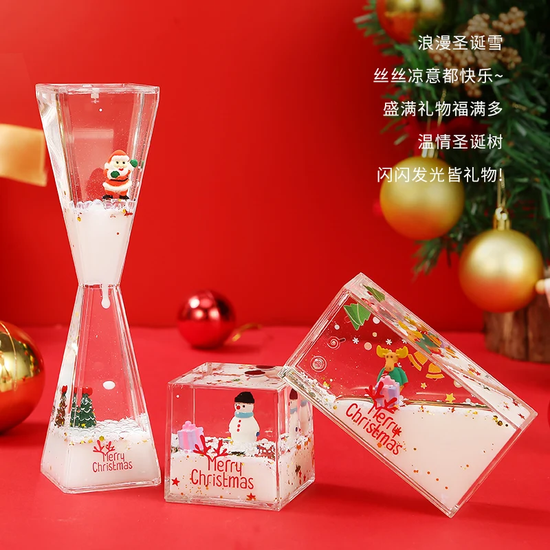 Merry Christmas Gifts Ins Tiktok Cruise Fluid Liquid Hourglass Living Room Ornaments Creative Santa Claus Decoration Home Decor