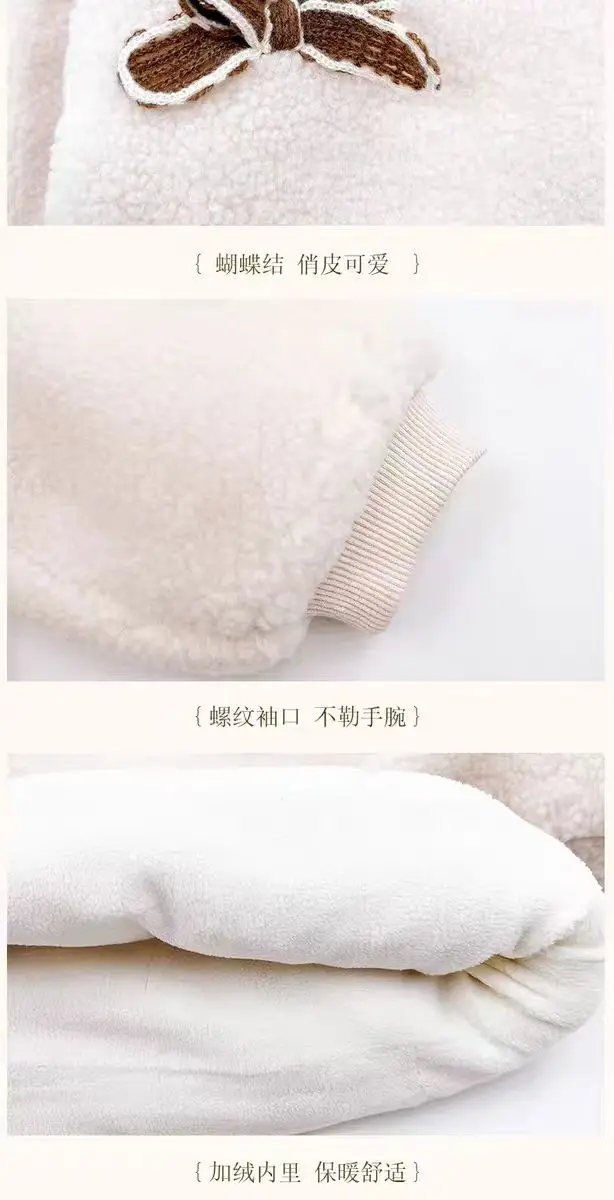 2026 Herbst Winter Dicke Warme Kleidungssets für Babymädchen Schleife Lammwoll-Sweatshirt + Cordhose 2-teiliges Kinder-Outfit Süße Lässige Freizeitkleidung – Detail 7
