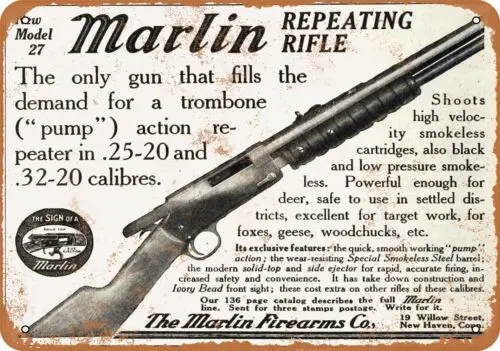 Metal Sign - 1910 Marlin Repeating Rifle - Vintage Look Reproduction