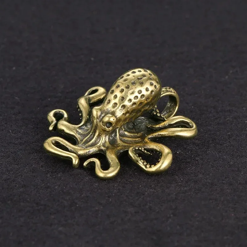 Mini Antike Kupfer-Oktopus-Figur, Messing-Tierstatue, Kreatives Teehaustier, Schreibtischdekoration, Kunsthandwerk-Ornament – Detail 3