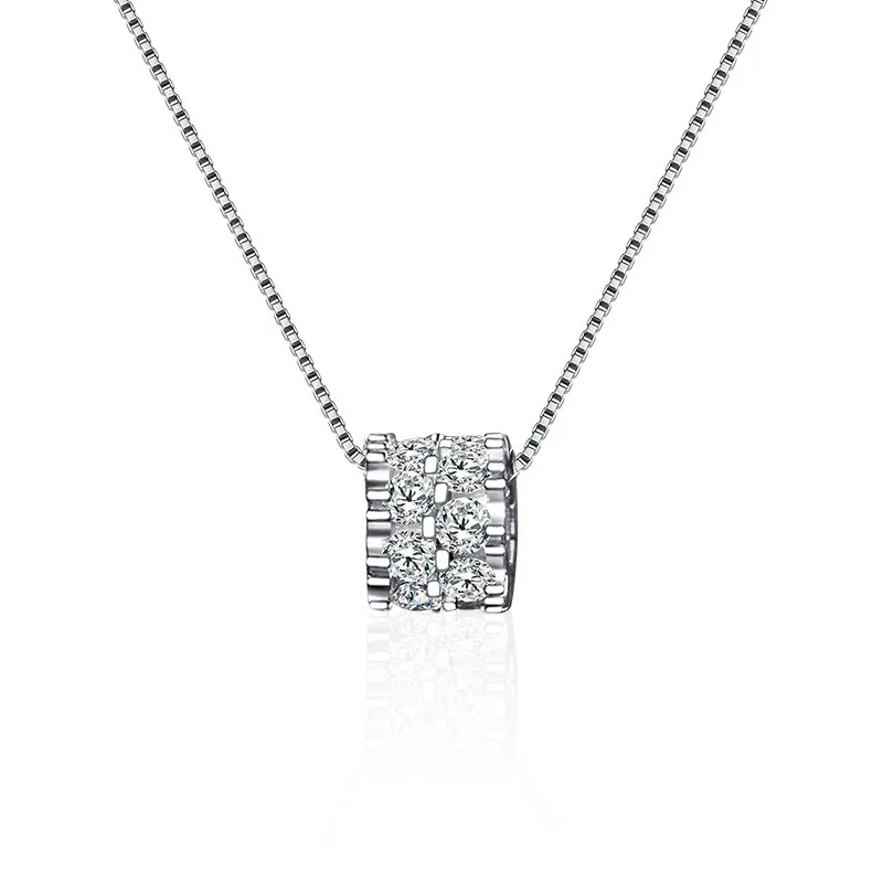 LENNIK S925 Sterling Silver Necklace Niche Light Luxury Moissanite Small Waist Collarbone Chain Women's Pendant
