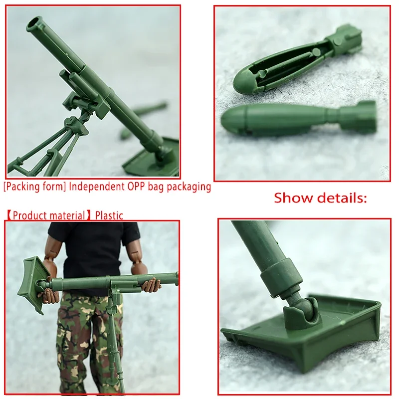 Figurka akcji w skali 1/6, zabawka dla dzieci, moździerz, żołnierz wojskowy, broń bojowa, model broń wojskowa