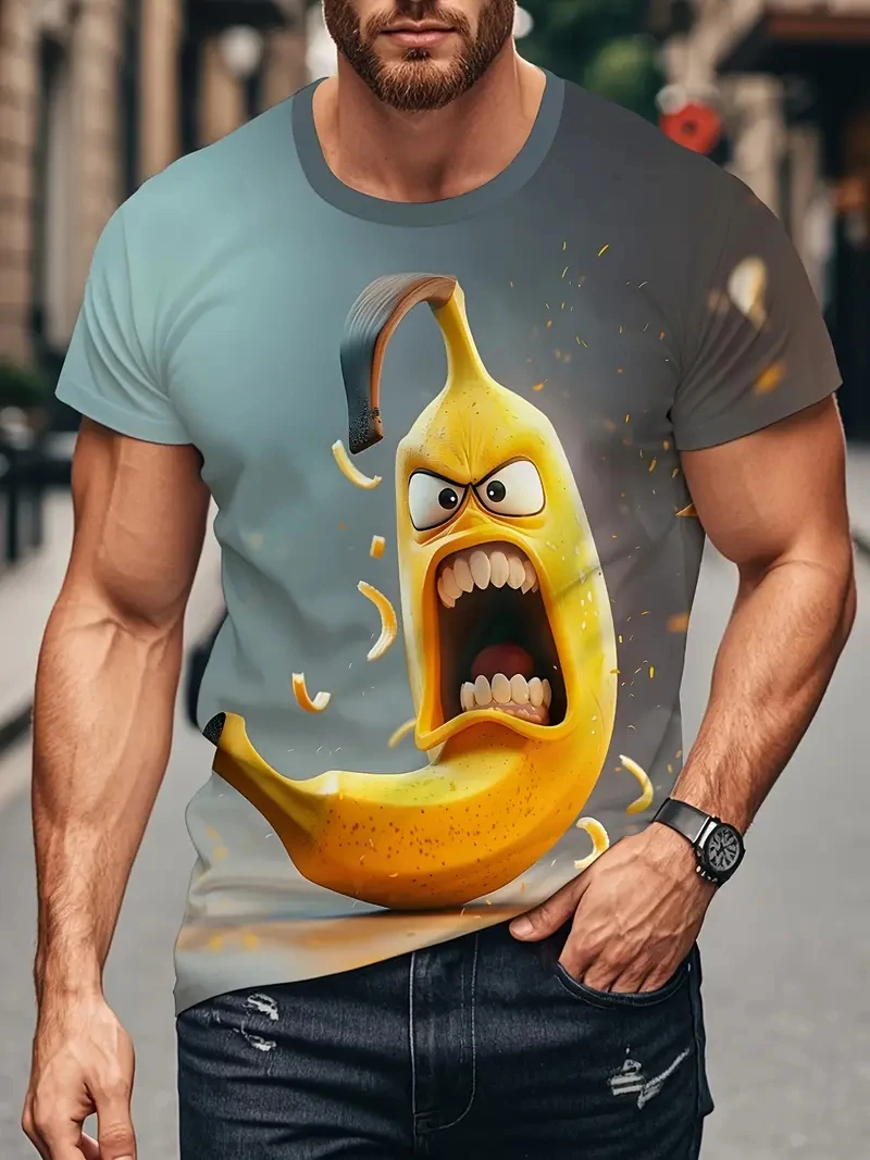 

2025 New Men's T-shirt 3D Print Funny Banana Graphic Short Sleeve T Shirts Summer Outdoor Wear Men's Personality Party Tops