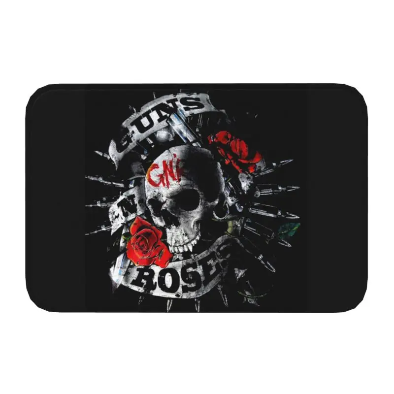 Guns N Roses Heavy Metal Front Door Floor Entrance Mats Indoor Bullet Logo Kitchen Bath Doormat Balcony Carpet Rug