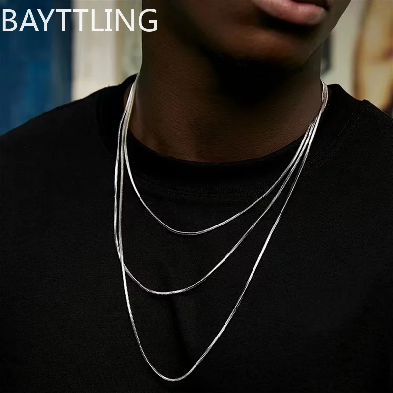 

1/2mm 925 sterling silver Snake Chain Necklace For Men Simple Basic Chain Necklace Hip Hop Women Jewelry Accessories wholesale