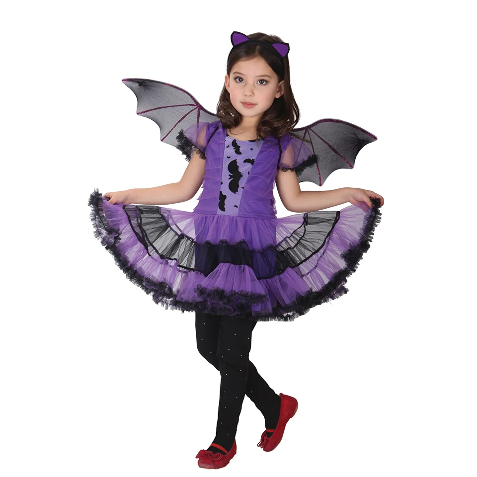 2024 Halloween Cosplay Girls Witch Vampire Dress Infant Zombie Devil Skeleton Masquerade Carnival Party Children Clothing Set