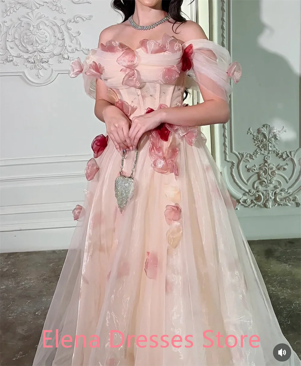 Customized  Exquisite pink Organza Homecoming Dress Delicate  Strapless Off the Shoulder Appliques Lace Up Back Robe de soirée
