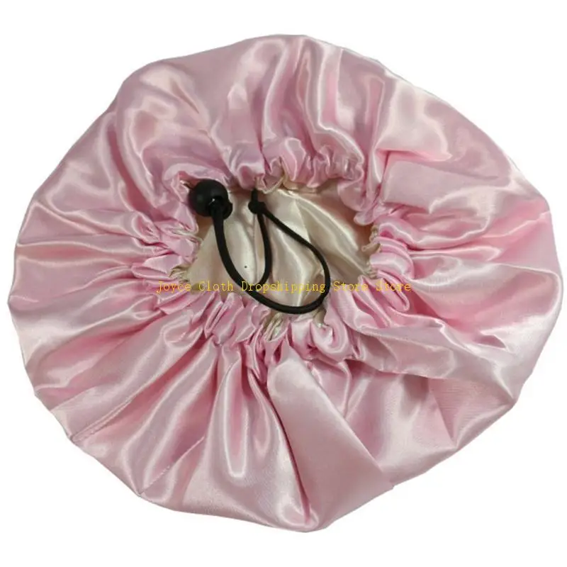 

Drawstring Adjustable Satin Cap Double-layer Reusable Children Silk Sleep Cap 10CD