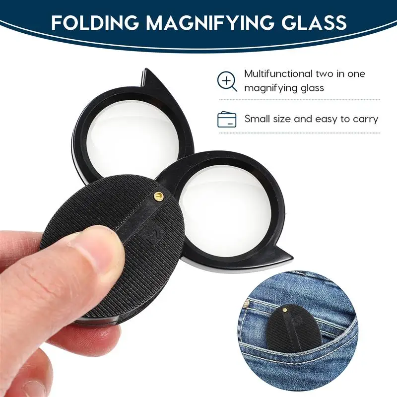 1pc Pocket Magnifying Glass Small Magnifier Fixing Reading Magnifying Glass Folding 5X 10X Magnifying Glass