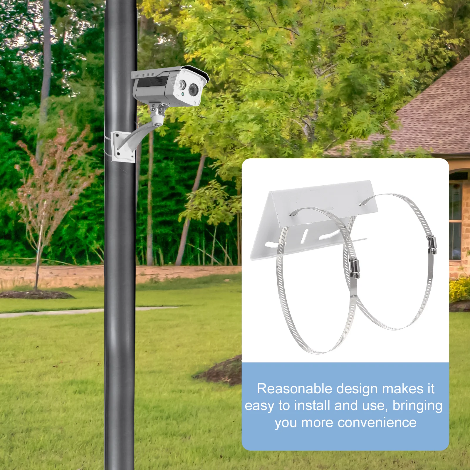 

Hoop Column Bracket 2 Mounting Brackets Steel Plate Durable CCTV Camera Wall Mount Vertical Installation PoleBracket
