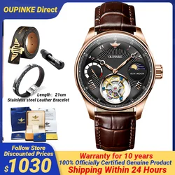 OUPINKE 8001 Tourbillon Watch for Men Chronograph Moon Phase Waterproof Automatic Mechanical Men's Wristwatches Luxury Brand NEW